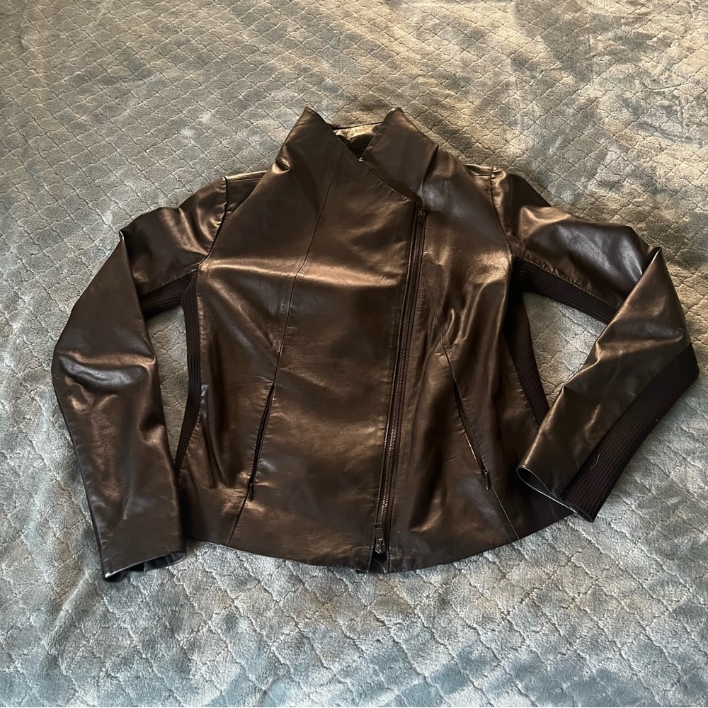 Nordstrom Women's black Leather Jacketโ